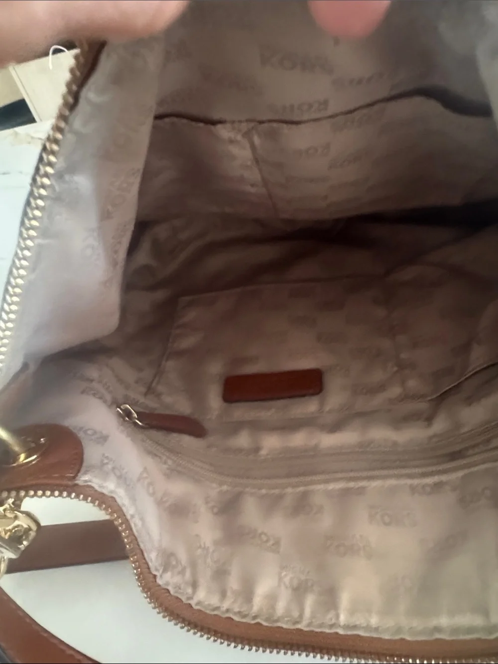 Michael Kors Beige and Brown MK Monogram Crossbody Bag